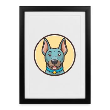 Blue Thai Ridgeback Dog Breed Funny Cartoon Kawaii - Framed poster (27 × 37 cm) - black - Front