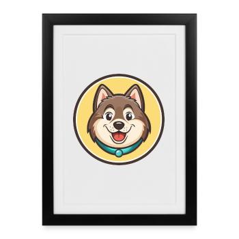 Canadian Eskimo Dog Breed Cartoon Kawaii Clipart - Framed poster (27 × 37 cm) - black - Front