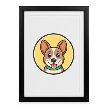 Ca Rater Mallorqui Chien Race Dessin animé Kawaii - Affiche encadrée (27 × 37 cm) - noir - Devant