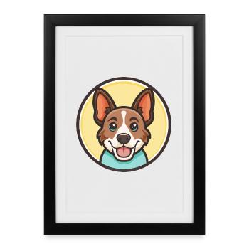 Cao De Seo Miguel Race Chien Dessin Animé Kawaii - Affiche encadrée (27 × 37 cm) - noir - Devant