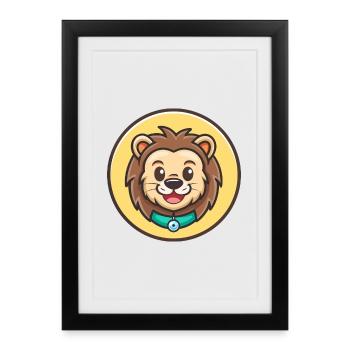 Carea Leones Dog Breed Cartoon Kawaii Clipart Pet - Framed poster (27 × 37 cm) - black - Front