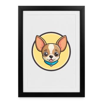 Chihuahua Race de chien Dessin animé Kawaii Clipart Animal - Affiche encadrée (27 × 37 cm) - noir - Devant