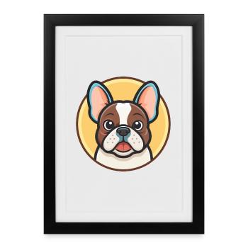 Chien Francais Blanc Et Noir Dog Breed Cartoon Pet - Framed poster (27 × 37 cm) - black - Front