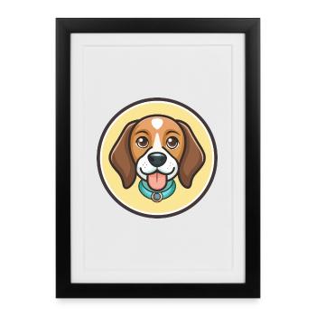 Deutsche Bracke Dog Breed Cartoon Kawaii Clipart - Framed poster (27 × 37 cm) - black - Front