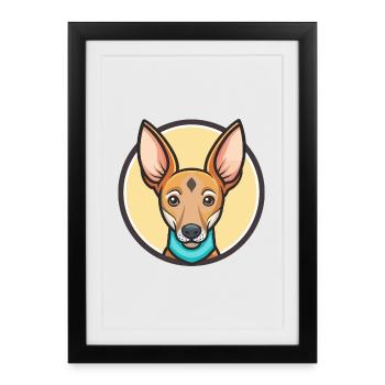 Cirneco Dell Etna Dog Breed Cartoon Kawaii Clipart - Framed poster (27 × 37 cm) - black - Front