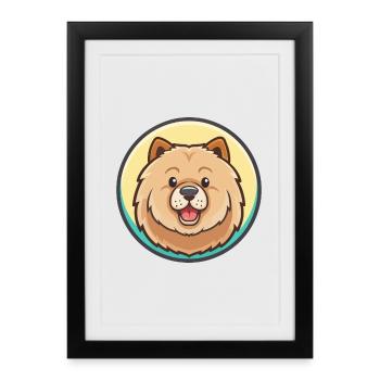 Chow Chow Chien Race Dessin animé Kawaii Clipart Animal - Affiche encadrée (27 × 37 cm) - noir - Devant