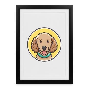 Curly Coated Retriever Dog Breed Cartoon Kawaii - Framed poster (27 × 37 cm) - black - Front