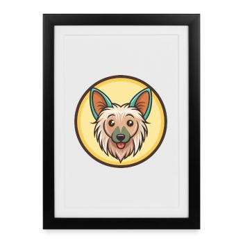Chinese Crested Dog Breed Cartoon Kawaii Clipart - Framed poster (27 × 37 cm) - black - Front