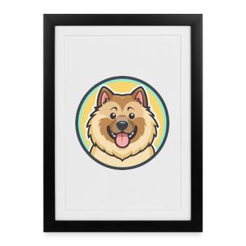 Eurasier Dog Breed Colorful Cartoon Kawaii Clipart - Framed poster (27 × 37 cm) - black - Front