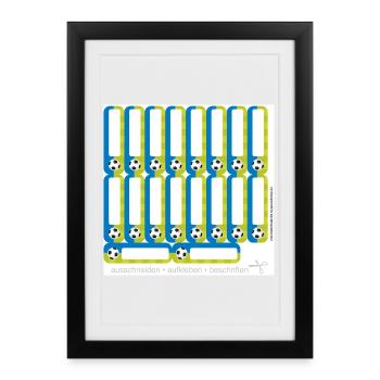 Ensemble d’autocollants d’école DIY - Football Bleu Vert - 18 - Affiche encadrée (27 × 37 cm) - noir - Devant