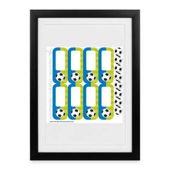 Ensemble d’autocollants d’école DIY - Football Bleu Vert -16 - Affiche encadrée (27 × 37 cm) - noir - Devant