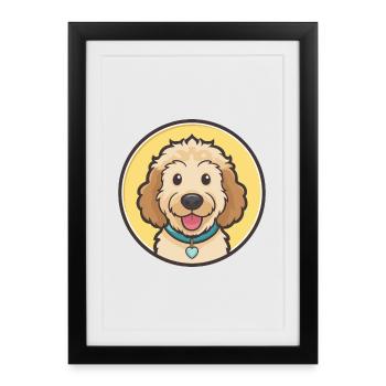 Goldendoodle Do Dog Breed Cartoon Kawaii Clipart - Framed poster (27 × 37 cm) - black - Front