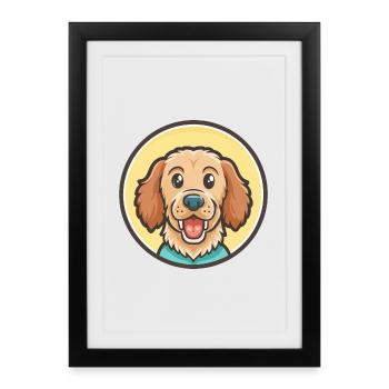 Grand Fauve De Bretagne Race De Chien Dessin Animé Kawaii - Affiche encadrée (27 × 37 cm) - noir - Devant