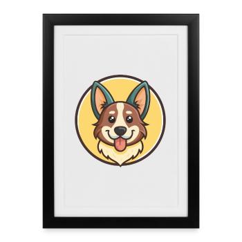 Hamiltonstovare Race Chien Dessin animé Kawaii Clipart - Affiche encadrée (27 × 37 cm) - noir - Devant