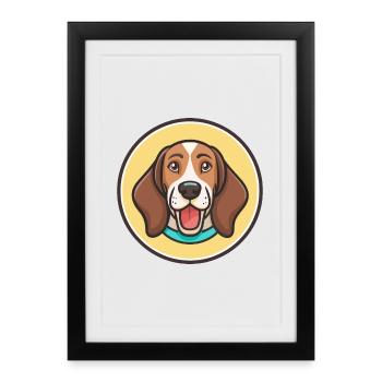 Hanover Hound Dog Breed Cartoon Kawaii Clipart Pet - Framed poster (27 × 37 cm) - black - Front