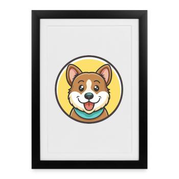 Lai Dog Breed Cartoon Kawaii Clipart Illustration - Framed poster (27 × 37 cm) - black - Front