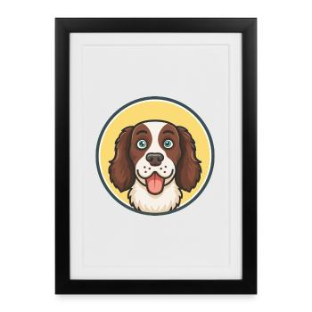 Grand Munsterlander Chien Race Drôle Dessin Animé Kawaii - Affiche encadrée (27 × 37 cm) - noir - Devant