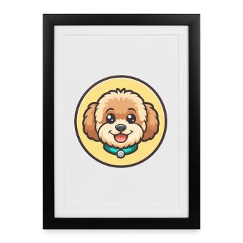 Maltipoo Chien Race Coloré Dessin Animé Kawaii Clipart - Affiche encadrée (27 × 37 cm) - noir - Devant