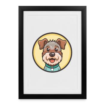 Lucas Terrier Chien Race Dessin animé Kawaii Clipart Animal de compagnie - Affiche encadrée (27 × 37 cm) - noir - Devant