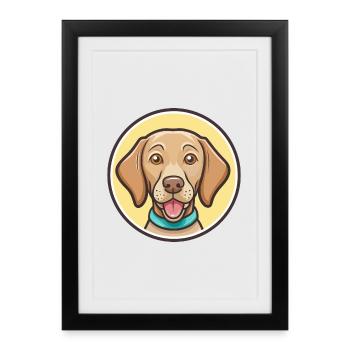 hongrois Vizsla chien race dessin animé Kawaii Clipart - Affiche encadrée (27 × 37 cm) - noir - Devant
