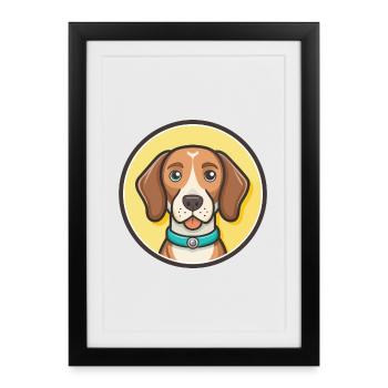 Chien de chasse à poil grossier d’Istrie Race de chien de dessin animé Animal de compagnie - Affiche encadrée (27 × 37 cm) - noir - Devant