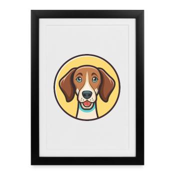Chien courant à poil court d’Istrie Race de chien dessin animé Kawaii - Affiche encadrée (27 × 37 cm) - noir - Devant