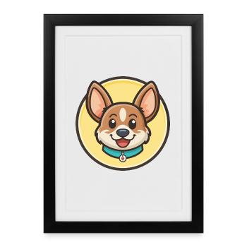 Lapinporokoira Chien Race Dessin animé Kawaii Clipart - Affiche encadrée (27 × 37 cm) - noir - Devant