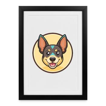 Lancashire talon chien race dessin animé Kawaii Clipart - Affiche encadrée (27 × 37 cm) - noir - Devant