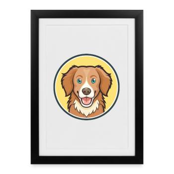 Nova Scotia Duck Tolling Retriever Dog Cartoon Pet - Framed poster (27 × 37 cm) - black - Front