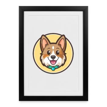 Norrbottenspets Chien Race Dessin animé Kawaii Clipart - Affiche encadrée (27 × 37 cm) - noir - Devant