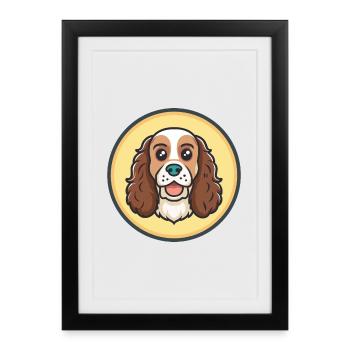 Norfolk Spaniel Dog Breed Cartoon Kawaii Clipart - Framed poster (27 × 37 cm) - black - Front