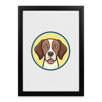 Pointer Dog Breed Cartoon Character Kawaii Clipart - Framed poster (27 × 37 cm) - black - Front