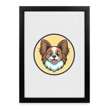 Papillon Dog Breed Colorful Cartoon Kawaii Clipart - Framed poster (27 × 37 cm) - black - Front