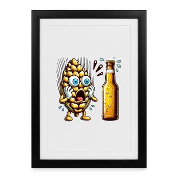 Lustige Bier Hopfen Design - Gerahmtes Poster (27 × 37 cm) - Schwarz - Vorne