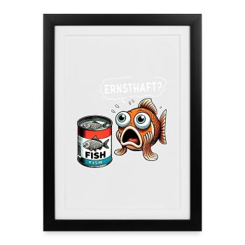 Design amusant de poisson en conserve - Affiche encadrée (27 × 37 cm) - noir - Devant