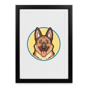 Shiloh Shepherd Dog Breed Cartoon Kawaii Clipart - Framed poster (27 × 37 cm) - black - Front