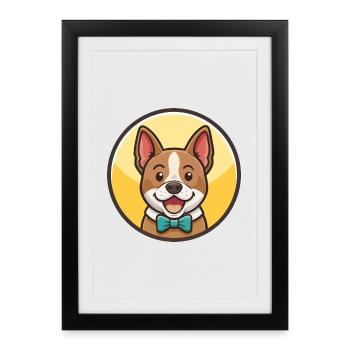 Segugio Italiano, race de chien, dessin animé, Kawaii Clipart - Affiche encadrée (27 × 37 cm) - noir - Devant