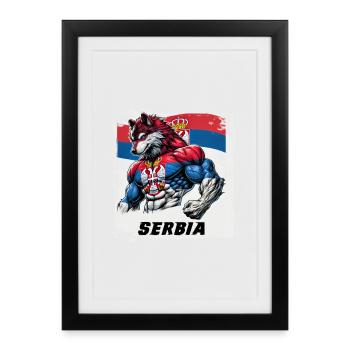 Motif du drapeau du loup de Serbie - Affiche encadrée (27 × 37 cm) - noir - Devant