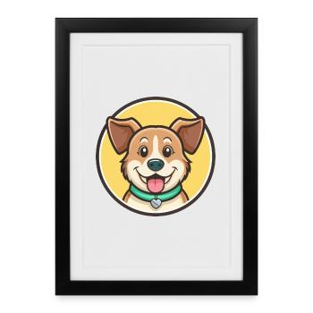 Smalandsstovare Chien Race Dessin animé Kawaii Clipart - Affiche encadrée (27 × 37 cm) - noir - Devant