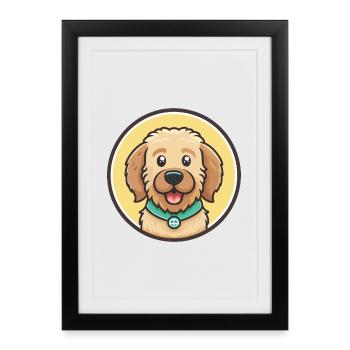 St Johns Water Dog Breed Cartoon Kawaii Clipart - Framed poster (27 × 37 cm) - black - Front