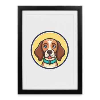 Chien de Styrie à poil grossier chien race dessin animé animal de compagnie - Affiche encadrée (27 × 37 cm) - noir - Devant