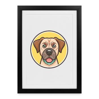 arbre Tennessee bringé chien race dessin animé Kawaii - Affiche encadrée (27 × 37 cm) - noir - Devant