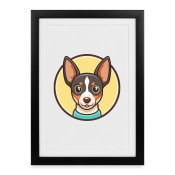 Jouet Fox Terrier Chien Race Dessin animé Kawaii Clipart - Affiche encadrée (27 × 37 cm) - noir - Devant