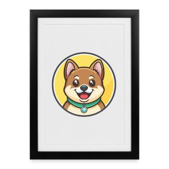 Tang Chien Race Dessin Animé Kawaii Clipart Illustration - Affiche encadrée (27 × 37 cm) - noir - Devant