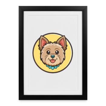 Yorkshire Terrier Dog Breed Cartoon Kawaii Clipart - Framed poster (27 × 37 cm) - black - Front
