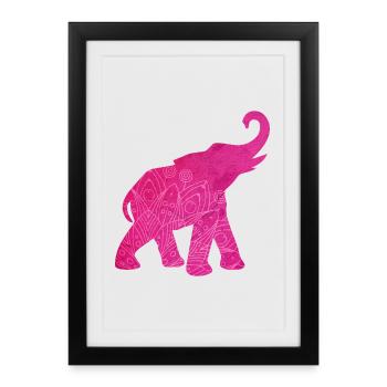 Yoga Éléphant Rose Méditation Énergie Mandala Décoration - Affiche encadrée (27 × 37 cm) - noir - Devant