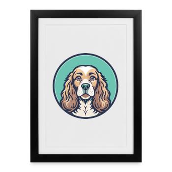 American Cocker Spaniel Dog Breed Cartoon Kawaii - Framed poster (27 × 37 cm) - black - Front