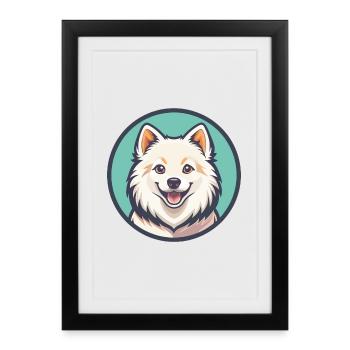 American Eskimo Dog Breed Cartoon Kawaii Clipart - Framed poster (27 × 37 cm) - black - Front