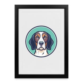 Ariege pointer chien race dessin animé Kawaii Clipart - Affiche encadrée (27 × 37 cm) - noir - Devant