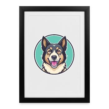 Alabai Shepherd Dog Breed Cartoon Kawaii Clipart - Framed poster (27 × 37 cm) - black - Front